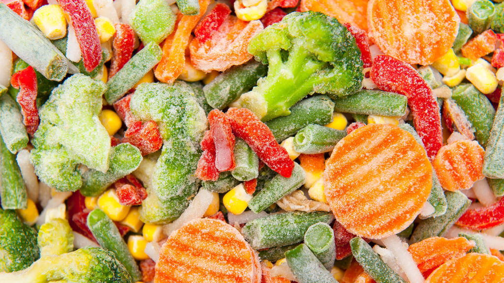An array of frozen vegetables